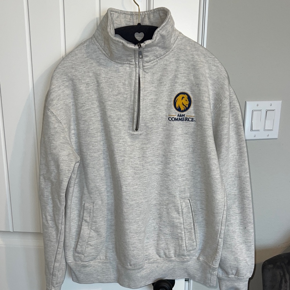 Vintage MV Sport Gray A & M Commerce Quarter Zip Jacket Size SMALL